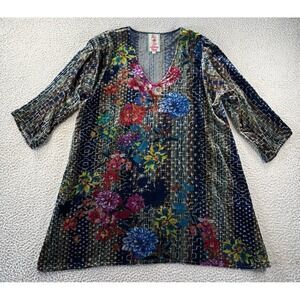 Johnny Was Tappa Tunic Top Womens Large Floral Velvet Dress Boho